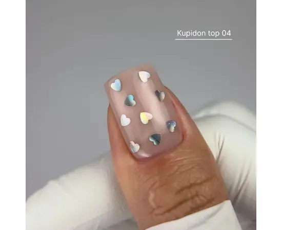 NOTD. "Kupidon" Top #04, 10 ml, топ з голографічними сердечками #3
