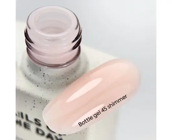NOTD. Bottle Gel, shimmer, #45, 10 ml, надміцний гель для укріплення нігтів, молочно-бежевий зі сріблястим шиммером #3