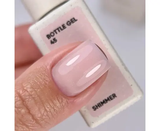 NOTD. Bottle Gel, shimmer, #45, 10 ml, надміцний гель для укріплення нігтів, молочно-бежевий зі сріблястим шиммером #4