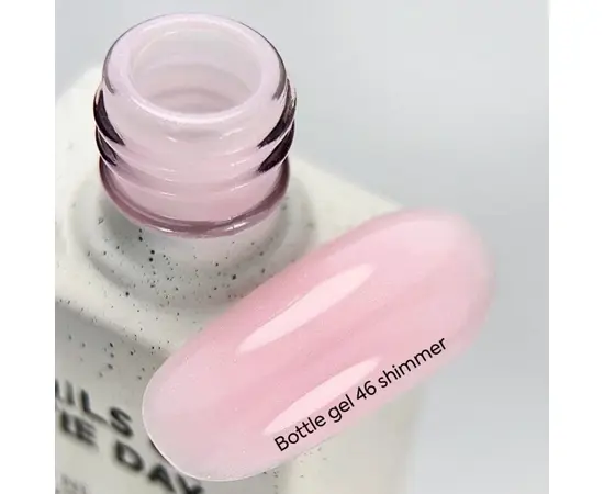 NOTD. Bottle Gel, shimmer, #46, 10 ml, надміцний гель для укріплення нігтів, молочно-рожевий зі сріблястим шиммером #3