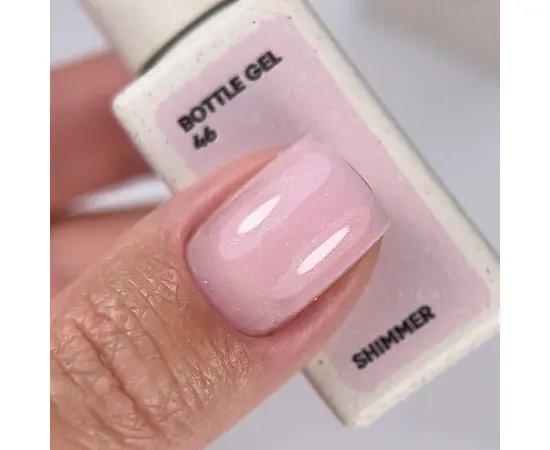 NOTD. Bottle Gel, shimmer, #46, 10 ml, надміцний гель для укріплення нігтів, молочно-рожевий зі сріблястим шиммером #4