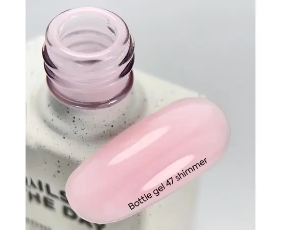 NOTD. Bottle Gel, shimmer, #47, 10 ml, надміцний гель для укріплення нігтів, молочно-рожевий з рожевим шиммером #3