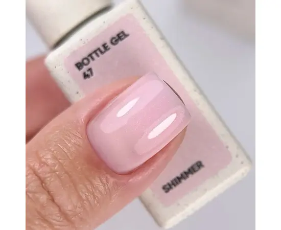 NOTD. Bottle Gel, shimmer, #47, 10 ml, надміцний гель для укріплення нігтів, молочно-рожевий з рожевим шиммером #4