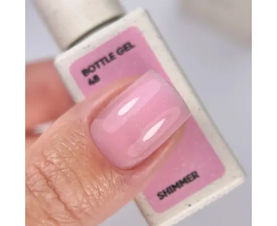 NOTD. Bottle Gel, shimmer, #48, 10 ml, надміцний гель для укріплення нігтів, рожевий зі сріблястим шиммером #4