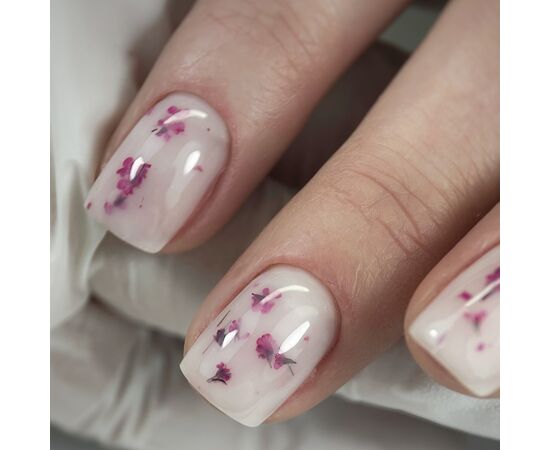 SAGA. Liquid Floral Gel, 15 ml, #01. Рідкий гель для укріплення та нарощування з сухоцвітами #2