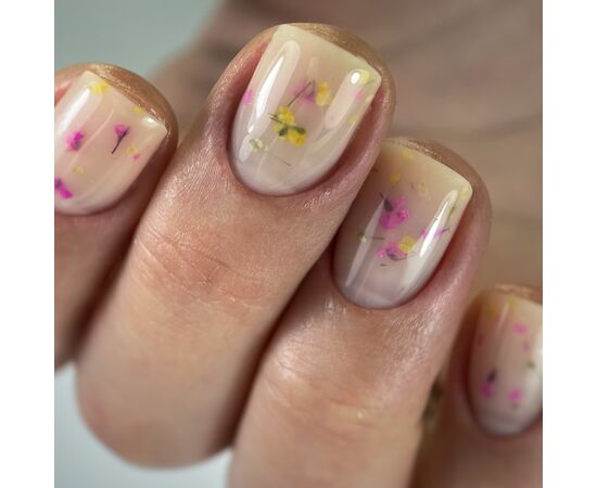 SAGA. Liquid Floral Gel, 15 ml, #04. Рідкий гель для укріплення та нарощування з сухоцвітами #2