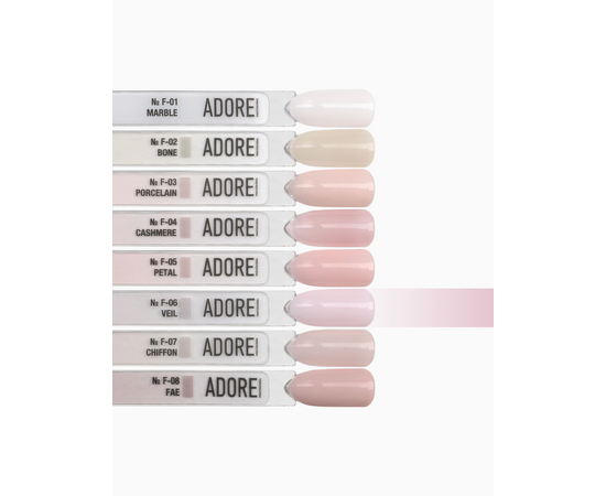 ADORE. French Gel Polish, #F-06, Veil, 12 ml. Гель-лак, прохолодний рожевий #5