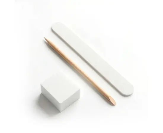 SHELLY. Manicure set. Набір одноразовий для манікюру, білий (пилка, баф, апельсинова паличка)													 #2