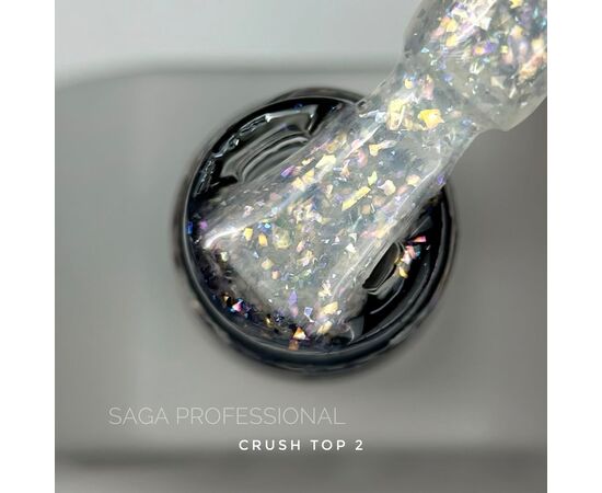 SAGA. Top CRUSH, #02, 10 ml. Топ з кольоровими блискітками #2