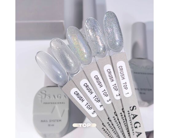SAGA. Top CRUSH, #02, 10 ml. Топ з кольоровими блискітками #6