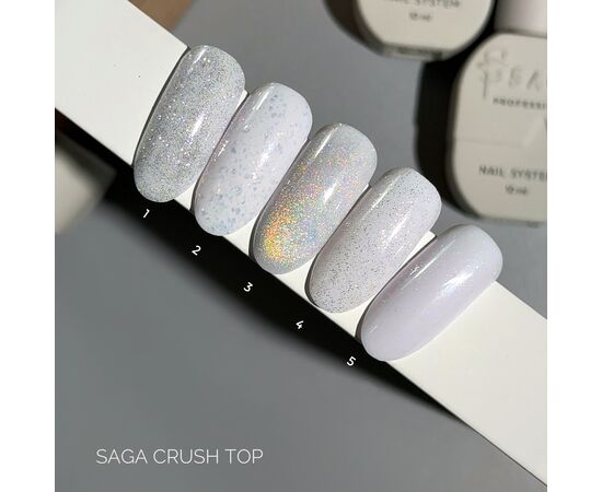 SAGA. Top CRUSH, #04, 10 ml. Прозорий топ зі срібними блискітками #3