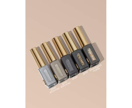 HEYLOVE. Coin Matte Top coat, Silver & Gold, 15 ml, Топ матовий зі срібними та золотистими шестигранниками #4