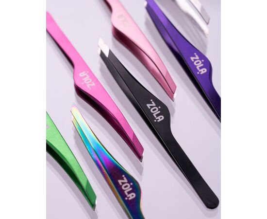 ZOLA. Eyebrow Tweezer, Light Pink. Пінцет скошений професійний для брів #4