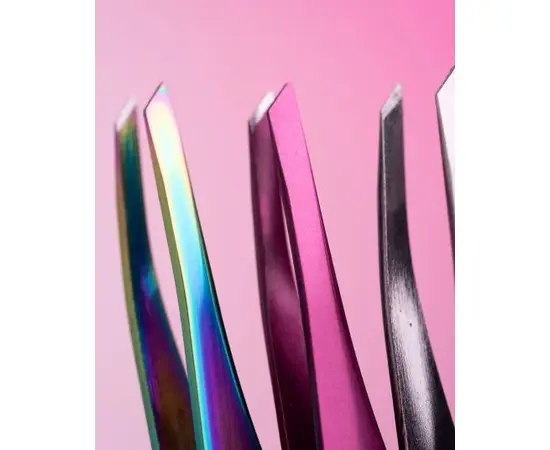 ZOLA. Eyebrow Tweezer, Light Pink. Пінцет скошений професійний для брів #3