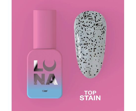 УЦІНКА / LUNAmoon. Stain Top Coat, 13 ml, топ з чорними часточками #3