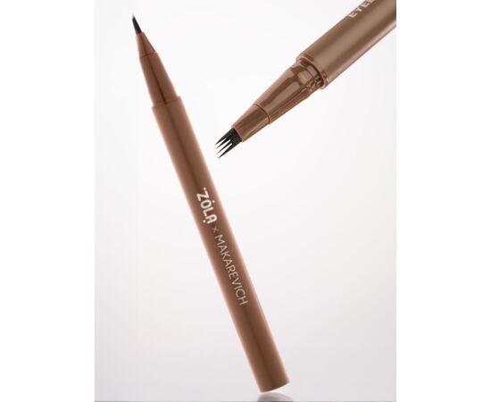 ZOLA x Makarevich. Eyebrow Liner, Quard Brush, Light Brown. Лайнер для брів з квадро-пензлем, світло-коричневий #3
