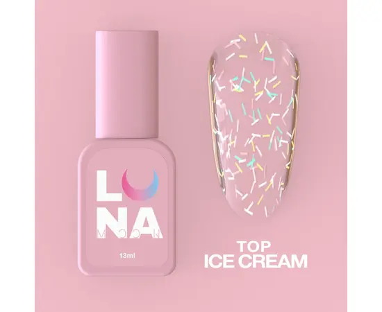 УЦІНКА / LUNAmoon. Ice Cream Top Coat, 13 ml, топ глянцевий з кольоровою посипкою #4