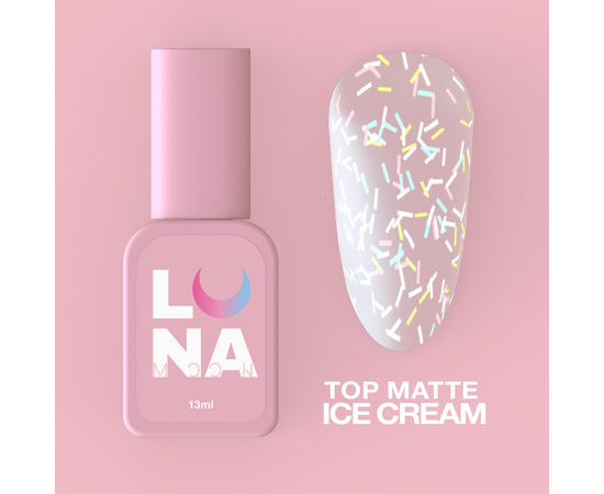 УЦІНКА / LUNAmoon. Ice Cream Matte Top Coat, 13 ml, топ матовий з кольоровою посипкою #2