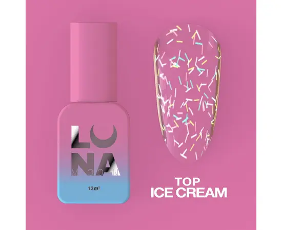 УЦІНКА / LUNAmoon. Ice Cream Top Coat, 13 ml, топ глянцевий з кольоровою посипкою #2