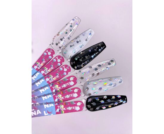 УЦІНКА / LUNAmoon. Bestie Top Coat, 13 ml, топ з голографічними келихами #2