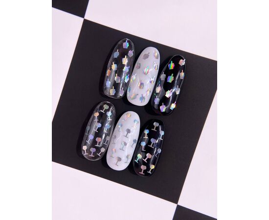 УЦІНКА / LUNAmoon. Bestie Top Coat, 13 ml, топ з голографічними келихами #3
