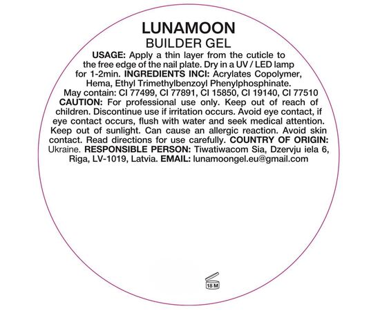 УЦІНКА / LUNAmoon. Premium Builder Gel #21 Pink lilac, 30 ml, моделюючий гель, рожевий бузок #4