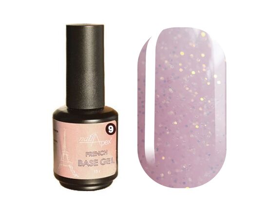 NAILAPEX French Base Opal #9, 15 ml, ніжно-рожева із золотисто-рожевим шимером, напівпрозора #1