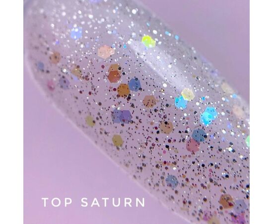 LUNA Saturn Top, Топ глянцевий з різнокольоровими голографічними пластівцями, 13 ml #2