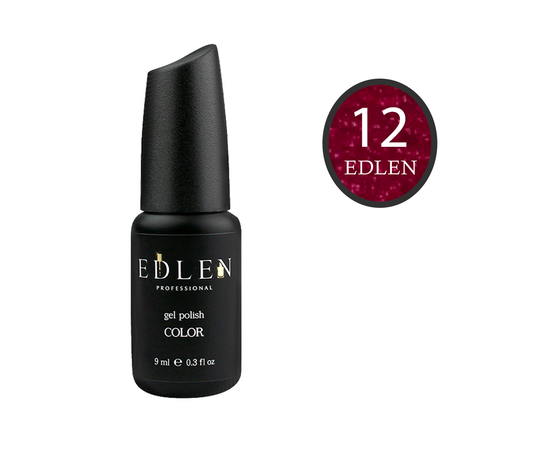 EDLEN Гель-лак №12, червоно-фіолетовий з шимером, 9 ml #1