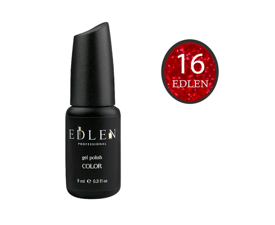EDLEN Гель-лак № 16, красный с шиммером,  9 ml #1