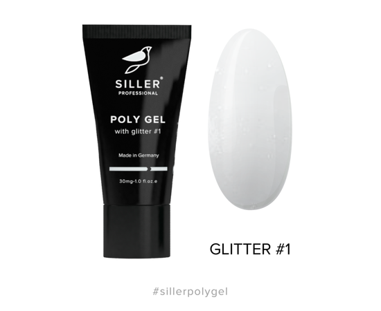 SILLER Polygel with Glitter №1, 30 ml, Моделюючий полігель з глітером #1