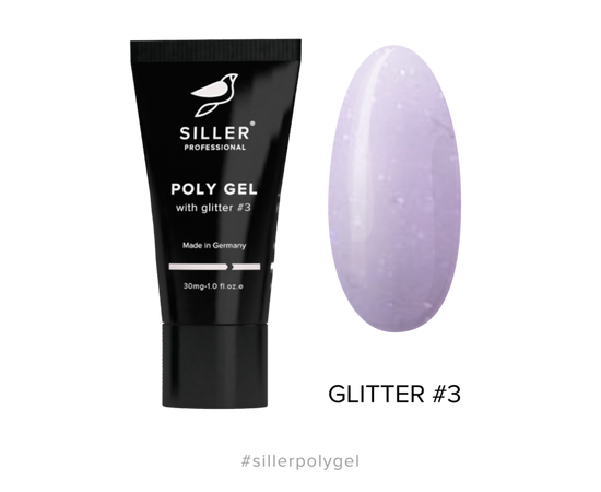 SILLER Polygel with Glitter №3, 30 ml, Моделюючий полігель з глітером #1