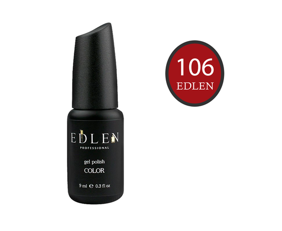 EDLEN Гель-лак №106, темно-червоний, 9 ml #1
