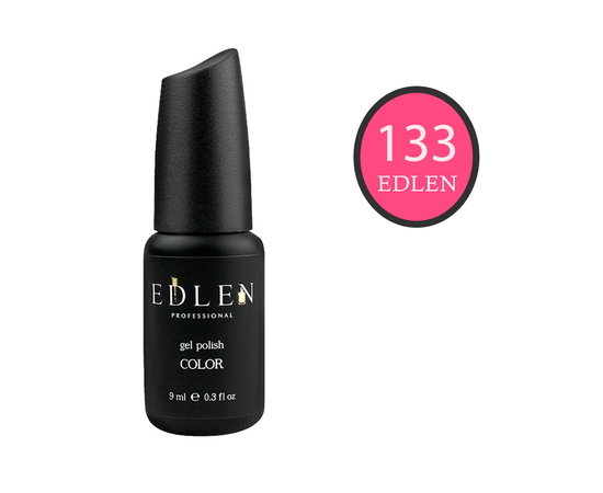 EDLEN Гель-лак №133, яскраво-рожевий, 9 ml (попередня колекція) #1