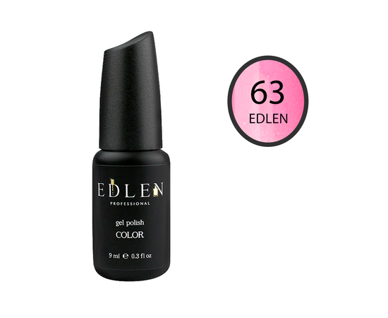 EDLEN Гель-лак №63, полуничний з шимером, 9 ml #1