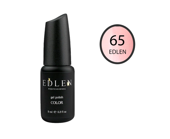EDLEN Гель-лак №65, ніжно-рожевий з шимером, 9 ml #1