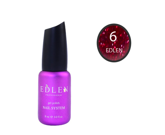 EDLEN Flash Fire №6, червоний, 9 ml, гель-лак світловідбиваючий #1