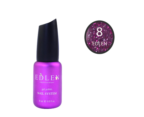 EDLEN Flash Fire №8, фіолетовий, 9 ml, гель-лак світловідбиваючий #1