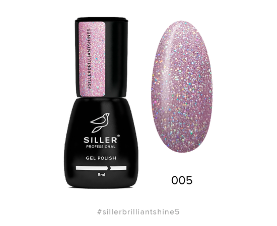 SILLER Гель-лак Brilliant Shine №5, лиловый с глиттером, 8 ml #1