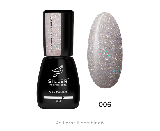SILLER Гель-лак Brilliant Shine №6, серебряный с глиттером, 8 ml #1