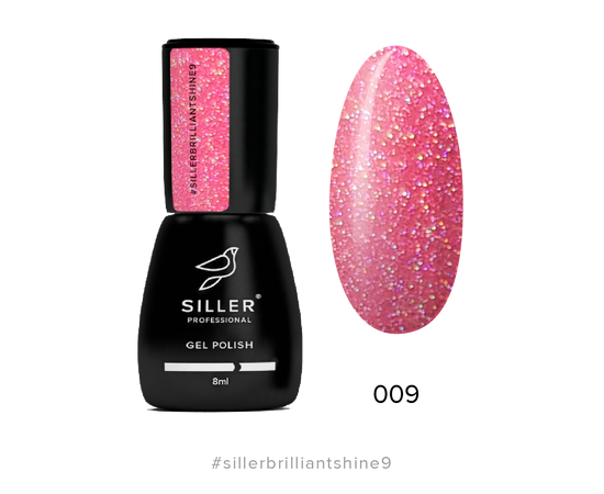 SILLER Gel Polish Brilliant Shine №9, рожевий з глітером, 8 ml, гель-лак #1