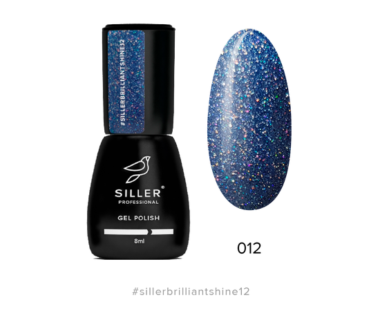 SILLER Гель-лак Brilliant Shine №12, пыльный синий с глиттером, 8 ml #1