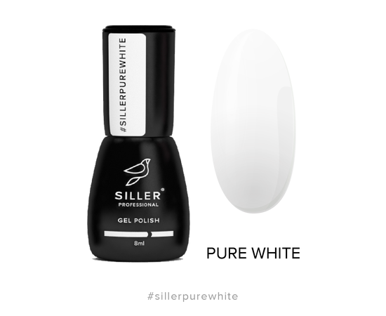 SILLER Gel Polish PURE WHITE, ідеальний білий, 8 ml, гель-лак #1