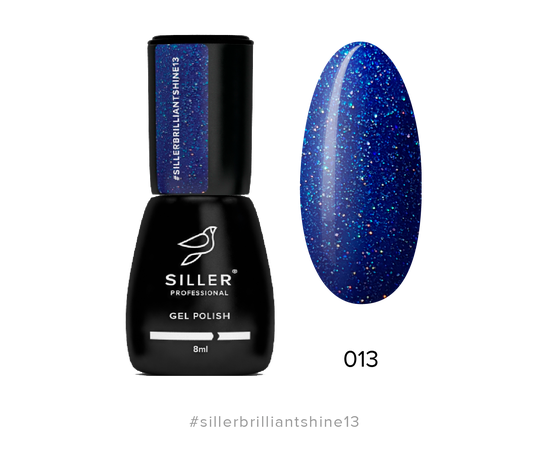 SILLER Гель-лак Brilliant Shine №13, глубокий синий с глиттером, 8 ml #1