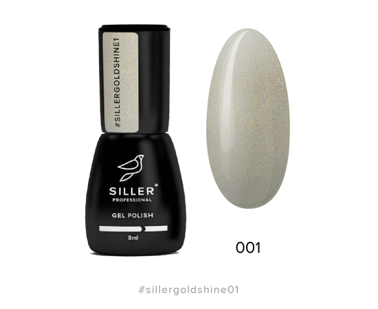 SILLER Gel Polish Gold Shine №1, сірий із золотим мікроблиском, 8 ml, гель-лак #1