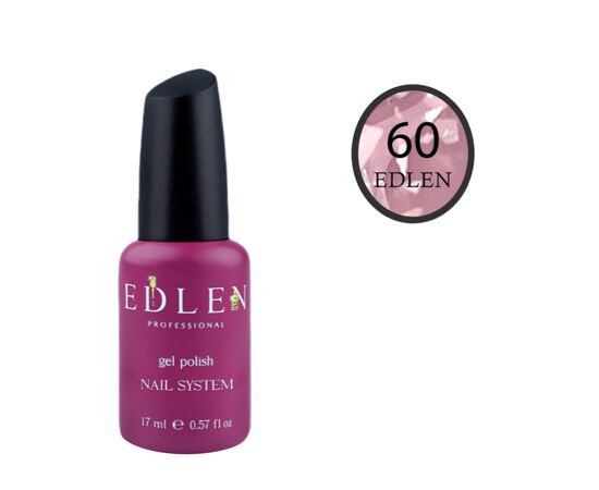 EDLEN French base POTAL №60 Світло-рожева зі срібною поталлю, 17 ml																 #1