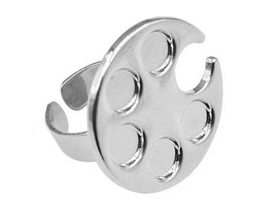 Палитра-кольцо для смешивания материалов, серебристая, 5 секций #1