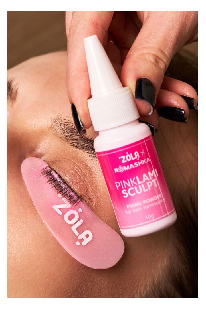 ZOLA x Romashka. Fixing Powder for lash lamination, LamiSculpt, Pink, 10 g. Фіксуюча пудра для ламінування вій, рожева #2