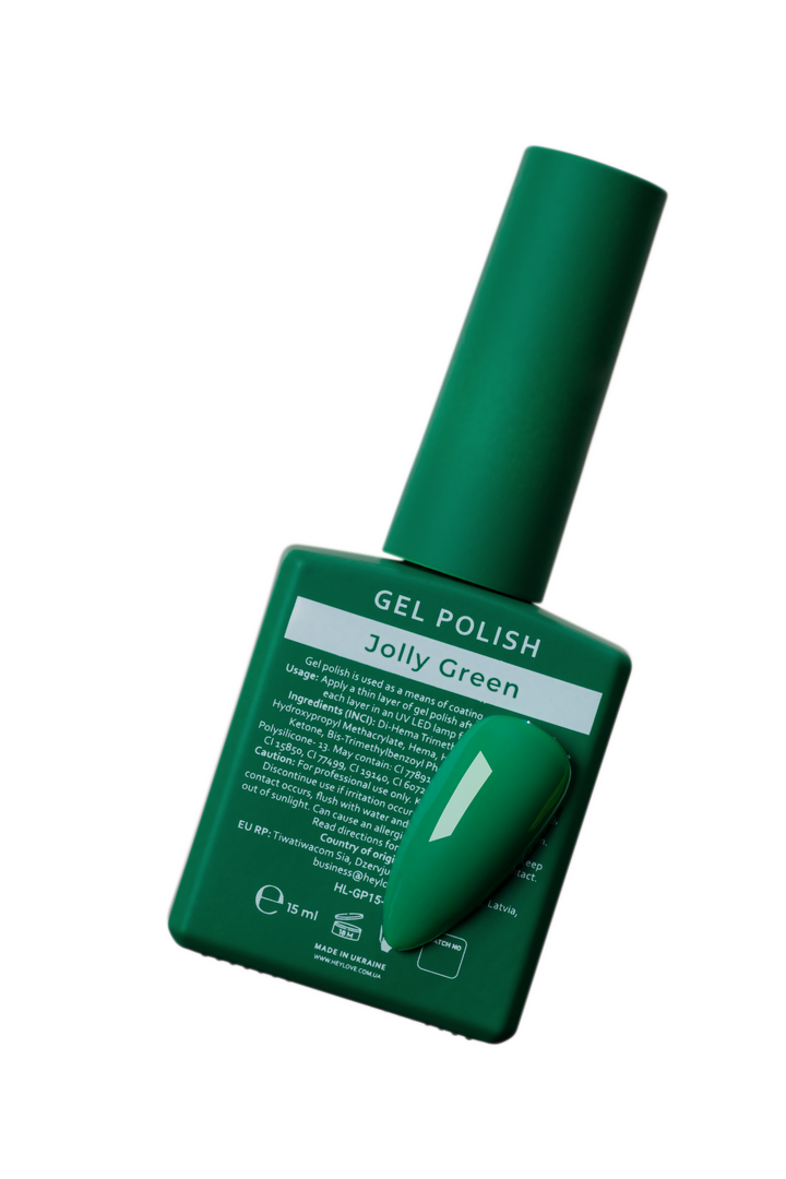 УЦІНКА / HEYLOVE. Gel Polish, JOLLY GREEN, 15 ml, гель-лак, зелений #3