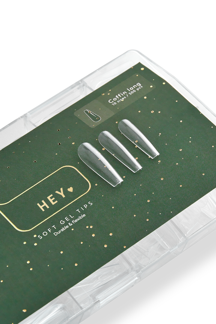 HEYLOVE. Gel Tips, Coffin Long, 500 pcs, Гелеві Тіпси, балерина довга, 500 шт #2